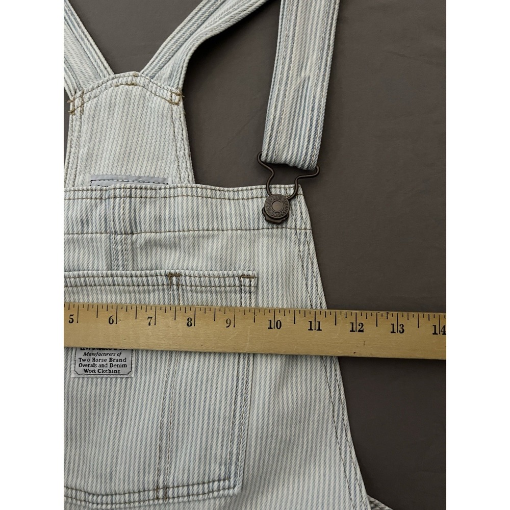 NWT Levi's Hickory Striped Denim Bib Shortalls Women's SZ Small Blue White Retro - Picture 3 of 10